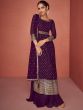 Purple Embroidered Gathered Salwar Kameez