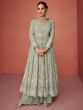 Grey Mirror Embroidered Anarkali Suit In Georgette