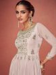 Off White Embroidered Anarkali Suit In Georgette