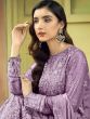 Purple Georgette Suit With Thread Embroidery