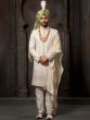 Cream Sequins Embroidered Groom Sherwani Set