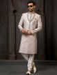 White Sequins Embroidered Art Silk Sherwani Set