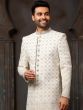 White Sequined Groom Sherwani Set In Georgette