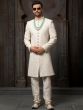 White Groom Stone Work Sherwani Set In Georgette