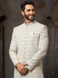 Grey Engagement Sherwani With Sequins Work