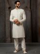 Grey Engagement Sherwani With Sequins Work