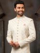 White Thread Embroidered Art Silk Sherwani