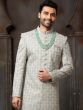 Grey Art Silk Sherwani With Embroidery