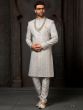 Silver Embroidered Art Silk Sherwani For Men