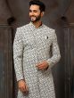 Black Thread Embroidered Engagement Sherwani