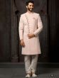 Peach Sequined Sherwani In Georgette