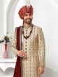 Cream Zari Embroidered Readymade Sherwani