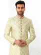 Green Embroidered Traditional Sherwani For Men