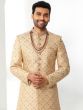 Beige Art Silk Embroidered Sherwani Set