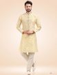 Cream Woven Jacquard Kurta Pajama