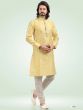 Yellow Jacquard Kurta Pajama In Banarasi Silk