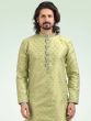 Green Jacquard Kurta Pajama In Silk