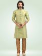 Green Jacquard Kurta Pajama In Silk