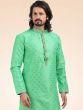 Green Mens Kurta Pajama In Banarasi Silk