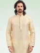 Cream Embroidered Kurta Pyjama For Men