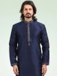 Blue Mens Embroidered Kurta Pajama