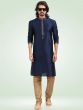 Blue Mens Embroidered Kurta Pajama