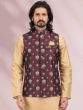 Cream Readymade Kurta Pyjama With Nehru Jacket