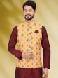 Maroon Kurta Pajama With Jacket Set