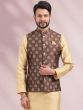 Beige Readymade Kurta Pyjama In Art Silk