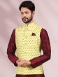 Maroon Art Silk Kurta Pyjama With Jacket Set