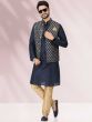 Readymade Blue Kurta Pajama With Nehru Jacket