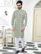 Grey Printed Kurta Pyjama For Men