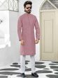 Pink Embroidered Mens Kurta Pyjama