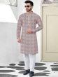 Purple Floral Printed Kurta Pyjama For Men