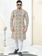 Cream Floral Printed Festive Kurta Pajama