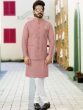 Pink Festive Kurta Pyjama With Jacket Set