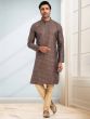 Brown Woven Kurta Pajama For Men