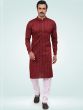 Maroon Readymade Silk Kurta With Pajama