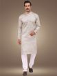 Silver Festive Kurta Pajama In Silk