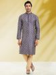 Blue Festive Kurta Pajama In Jacquard