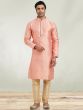 Peach Festive Kurta Churidaar Set