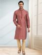 Maroon Jacquard Festive Kurta Churidaar Set