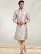 Silver Jacquard Kurta Churidaar Set