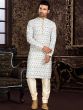 White Casual Kurta Pajama With Chikankari