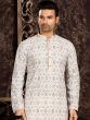 Grey And White Casual Kurta Pajama In Cotton