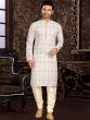 Grey And White Casual Kurta Pajama In Cotton