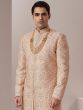 Peach Silk Sherwani Set With Embroidery