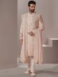 Off White Embroidered Silk Sherwani Set With Stole