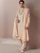 Off White Zardozi Work Silk Sherwani Set With Stole