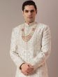 White Wedding Sherwani Set With Embroidery